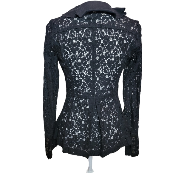 Free People Black Lace Ruffled Cardigan in 6 - Picture 4 of 7